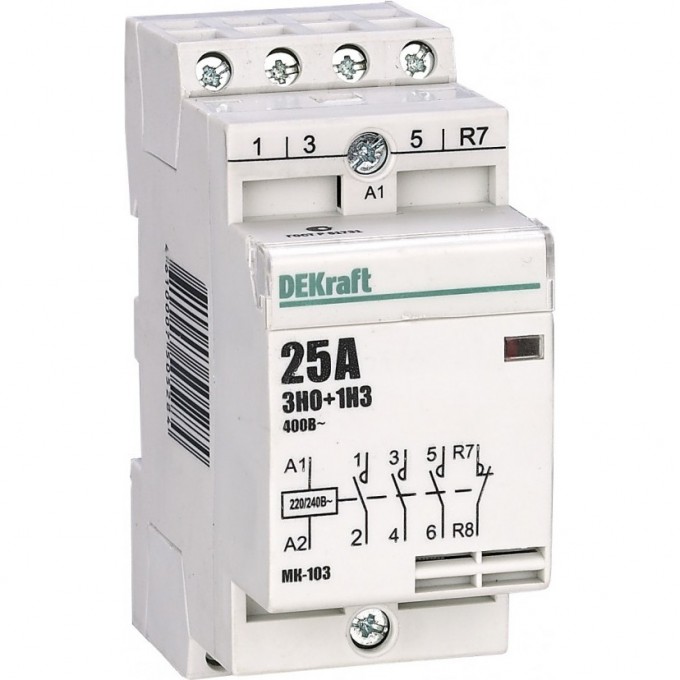 Модульный контактор DEKRAFT 3НО+1НЗ 25А 230В МК-103 18068DEK