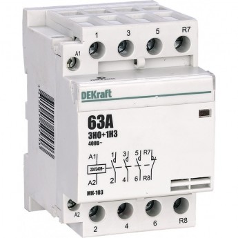 Модульный контактор DEKRAFT 3НО+1НЗ 40А 230В МК-103