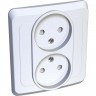 Розетка двойная SCHNEIDER ELECTRIC ЭТЮД С/У без заземления со шторками 16А 250B, белый, Россия PC16-006B