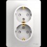 Розетка двойная SCHNEIDER ELECTRIC GLOSSA с заземлением, со шторками, в сборе, белый GSL000126