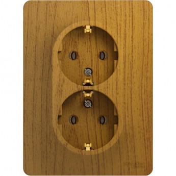 Розетка двойная SCHNEIDER ELECTRIC GLOSSA с заземлением, в сборе, дерево дуб