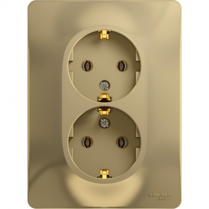 Розетка двойная SCHNEIDER ELECTRIC GLOSSA с заземлением, в сборе, титан GSL000424