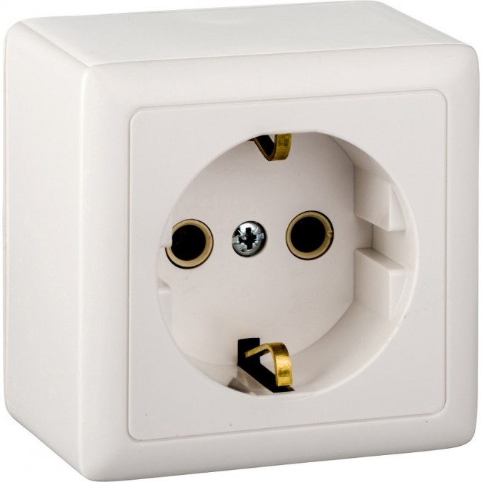 Розетка одинарная SCHNEIDER ELECTRIC ХИТ О/У, с заземлением без шторок ИЗОЛ.ПЛ 16А, 250В, БЕЛЫЙ. Россия RA16-133I-B