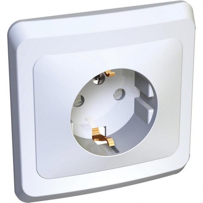Розетка SCHNEIDER ELECTRIC ЭТЮД С/У с заземлением со шторками 16А 250B, белый, Россия PC16-004B