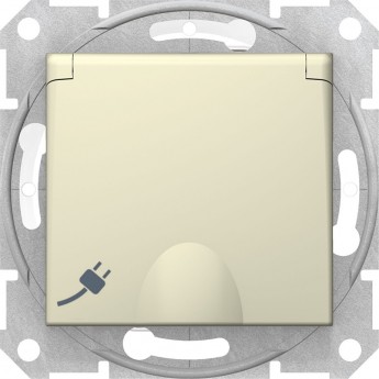 Розетка SCHNEIDER ELECTRIC SEDNA с зазем. конт., с защ. шторк., с крышкой, IP44, бежевый