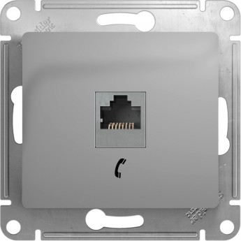 Розетка телефонная SCHNEIDER ELECTRIC GLOSSA RJ11, АЛЮМИНИЙ