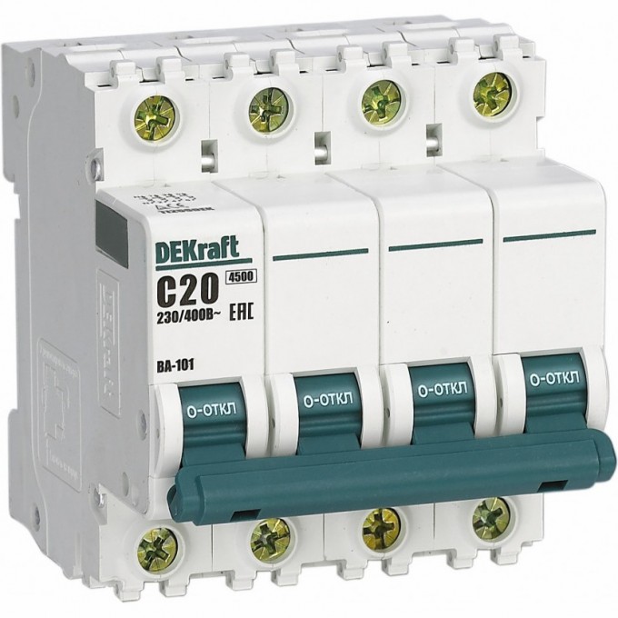 Автоматический выключатель SCHNEIDER ELECTRIC DEKRAFT 4Р 40А х-ка C ВА-101 4,5кА 11094DEK