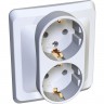 Розетка двойная SCHNEIDER ELECTRIC ЭТЮД С/У с заземлением без шторок 16А 250B, белый, Россия PC16-007B