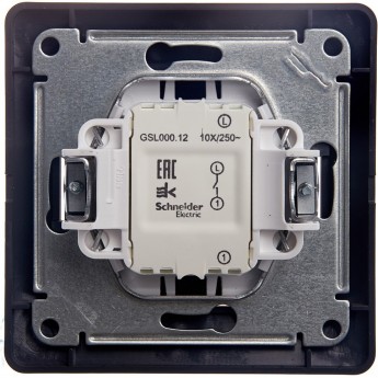 1-клавишный выключатель SCHNEIDER ELECTRIC GLOSSA, сх.1, 10АХ, в сборе, ГРАФИТ