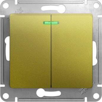 2-клавишный выключатель SCHNEIDER ELECTRIC GLOSSA с подсветкой, сх.5а, 10АХ, механизм, ФИСТАШКОВЫЙ