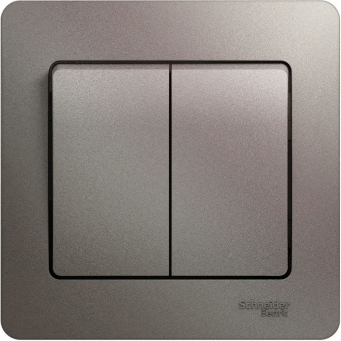 2-клавишный выключатель SCHNEIDER ELECTRIC GLOSSA, сх.5, 10АХ, в сборе, ПЛАТИНА GSL001252