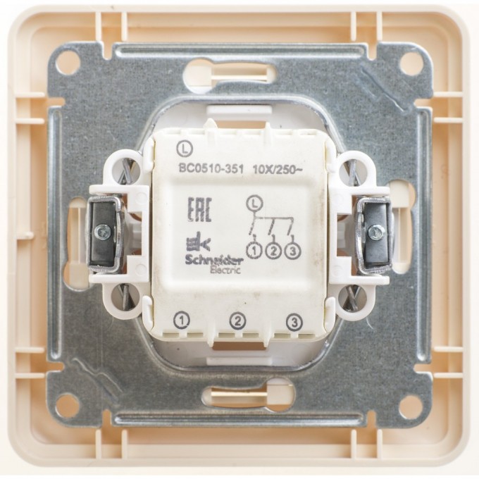 3-клавишный выключатель SCHNEIDER ELECTRIC W59, 10АХ, в сборе, СЛОНОВАЯ КОСТЬ VS0510-351-28