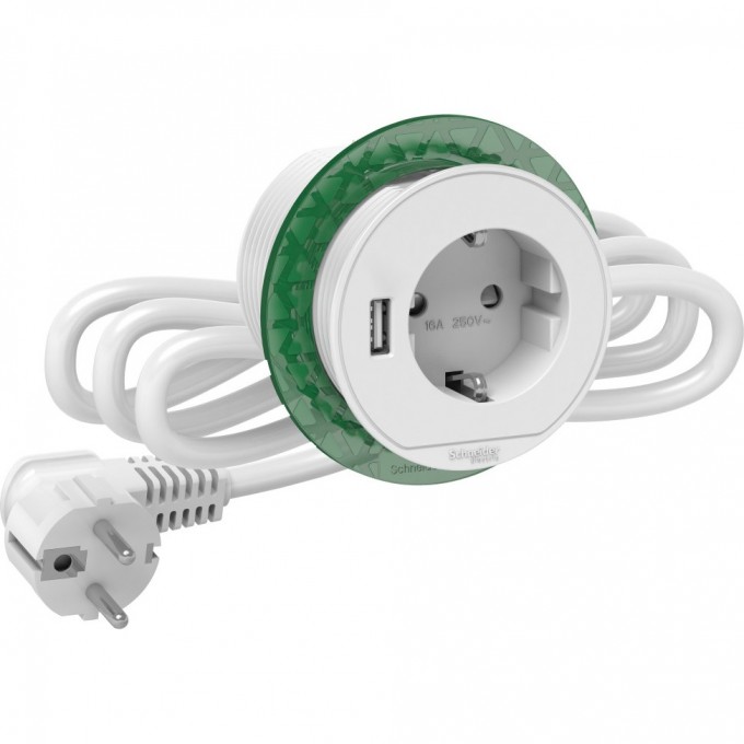 Блок розеточный SCHNEIDER ELECTRIC UNICA SYSTEM+ розетка (2К+З)+USB тип А БЕЛЫЙ INS44004