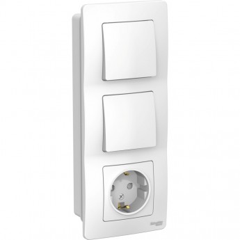 Блок SCHNEIDER ELECTRIC BLANCA: розетка з/к шт 16А, 250В + выключатель 1-кл. + выключатель 1-кл. БЕЛЫЙ