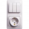 Блок SCHNEIDER ELECTRIC GLOSSA: розетка с заземлением, со шторками + 3 клавишный выключатель, белый GSL000178