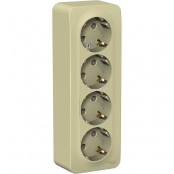 Четырёхместная розетка SCHNEIDER ELECTRIC BLANCA с заземлением, со шторкой, с изолирующей пластиной, 16А, 250В, БЕЖЕВЫЙ