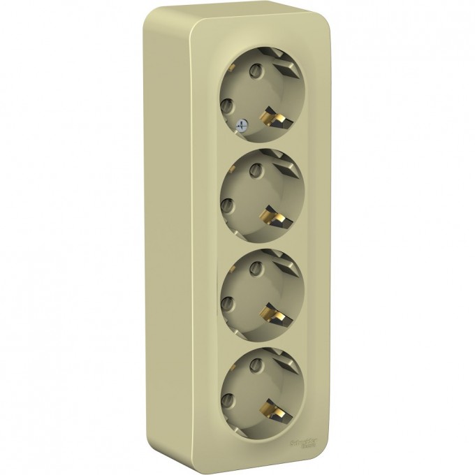 Четырёхместная розетка SCHNEIDER ELECTRIC BLANCA с заземлением, со шторкой, с изолирующей пластиной, 16А, 250В, БЕЖЕВЫЙ BLNRA011417