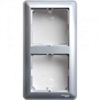 Коробка SCHNEIDER ELECTRIC W59 подъемная для наружного монтажа с рамкой 2-местная, МАТОВЫЙ ХРОМ