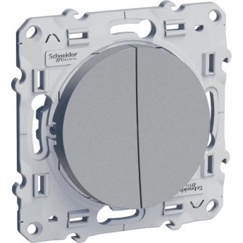 Переключатель 2-клавишный SCHNEIDER ELECTRIC ODACE, 10 АХ, 250 В, сх. 6+6, алюминий