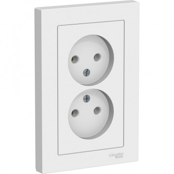 Розетка двойная SCHNEIDER ELECTRIC ATLASDESIGN без заземления, в сборе, белый