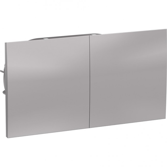 Розетка двойная SCHNEIDER ELECTRIC ATLASDESIGN с заземлением, со шторками, с крышками, алюминий ATN000328