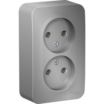 Розетка двойная SCHNEIDER ELECTRIC BLANCA без заземления, без шторок, 16А, 250В, алюминий