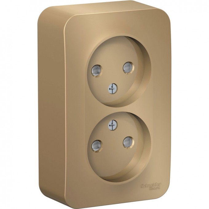 Розетка двойная SCHNEIDER ELECTRIC BLANCA без заземления, со шторкой, с изолирующей пластиной, 16А, 250В, титан BLNRA001214