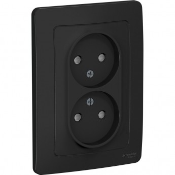 Розетка двойная SCHNEIDER ELECTRIC BLANCA с/у без заземления, со шторками, 16А, 250В, антрацит