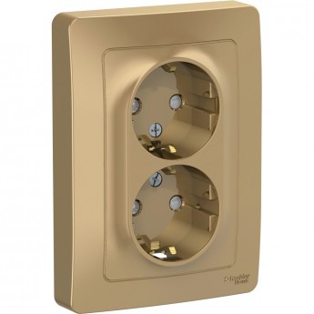 Розетка двойная SCHNEIDER ELECTRIC BLANCA с/у, с заземлением, со шторками, 16А, 250В, титан