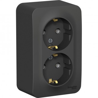 Розетка двойная SCHNEIDER ELECTRIC BLANCA с заземлением, без шторок, 16А, 250В, антрацит