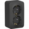 Розетка двойная SCHNEIDER ELECTRIC BLANCA с заземлением, без шторок, 16А, 250В, антрацит BLNRA010206