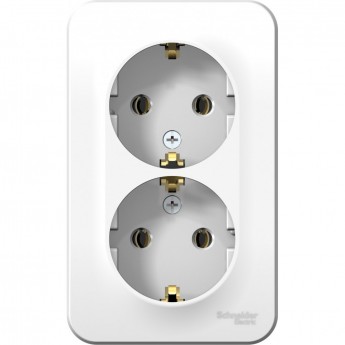 Розетка двойная SCHNEIDER ELECTRIC BLANCA с заземлением, без шторок, с изолирующей пластиной, 16А, 250В, белый