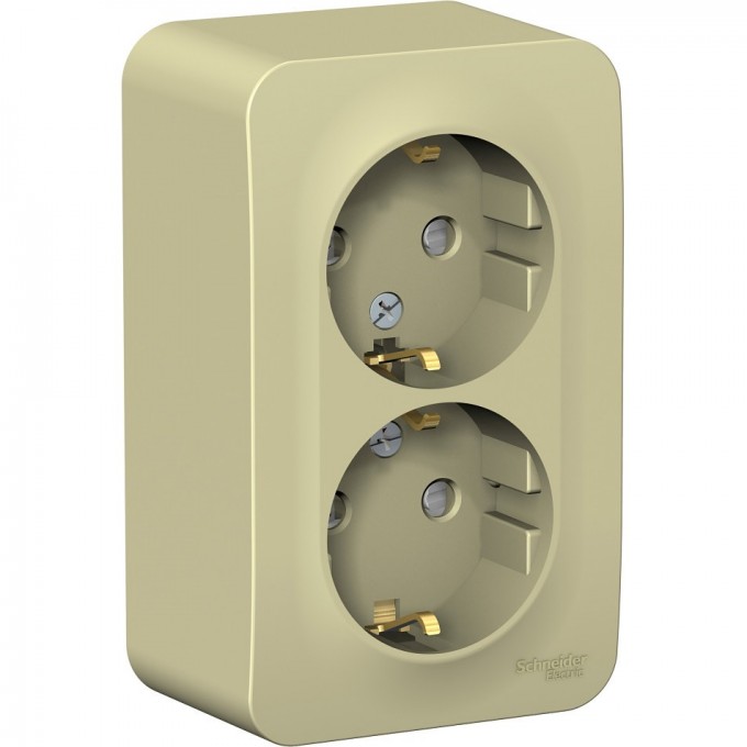 Розетка двойная SCHNEIDER ELECTRIC BLANCA с заземлением, со шторками, с изолирующей пластиной, 16А, 250В, бежевый BLNRA011217