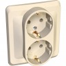 Розетка двойная SCHNEIDER ELECTRIC ЭТЮД С/У с заземлением без шторок 16А 250B, кремовый, Россия PC16-007K
