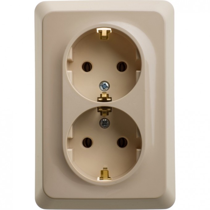 Розетка двойная SCHNEIDER ELECTRIC ЭТЮД С/У с заземлением без шторок 16А 250B, кремовый, Россия PC16-107K