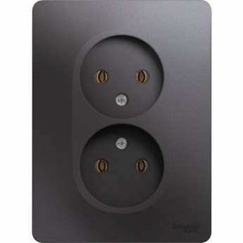 Розетка двойная SCHNEIDER ELECTRIC GLOSSA без заземления, в сборе, графит