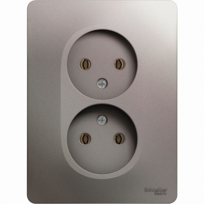 Розетка двойная SCHNEIDER ELECTRIC GLOSSA без заземления, в сборе, платина GSL001220