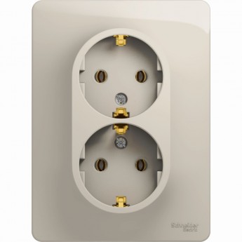 Розетка двойная SCHNEIDER ELECTRIC GLOSSA с заземлением, в сборе, молочный