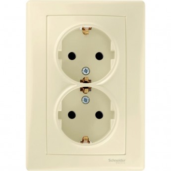 Розетка двойная SCHNEIDER ELECTRIC SEDNA, с зазем. конт., с защит. шторками, 16А, 250В, бежевый