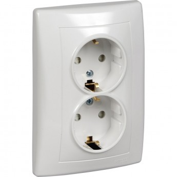 Розетка двойная SCHNEIDER ELECTRIC SEDNA, с зазем. конт., с защит. шторками, 16А, 250В, белый