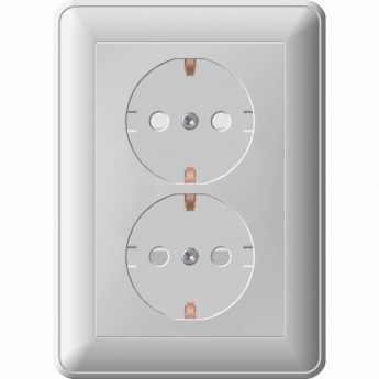 Розетка двойная SCHNEIDER ELECTRIC W59 с заземлением со шторками, 16А, в сборе, белый