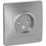 Розетка одинарная SCHNEIDER ELECTRIC BLANCA без заземления, со шторками, 16А, 250В, АЛЮМИНИЙ BLNRS000113