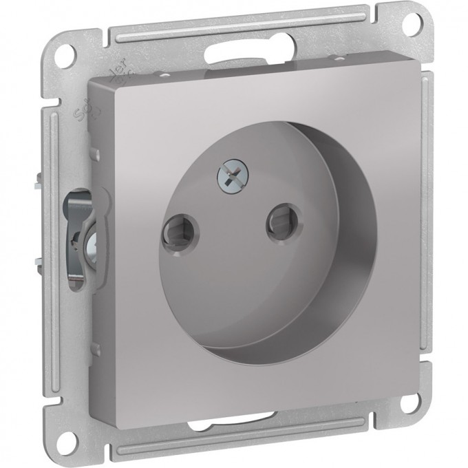 Розетка SCHNEIDER ELECTRIC ATLASDESIGN без заземления, со шторками, механизм, алюминий ATN000349