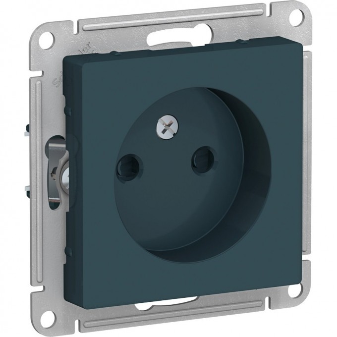 Розетка SCHNEIDER ELECTRIC ATLASDESIGN без заземления, со шторками, механизм, изумруд ATN000849