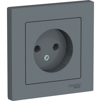 Розетка SCHNEIDER ELECTRIC ATLASDESIGN без заземления, в сборе, грифель