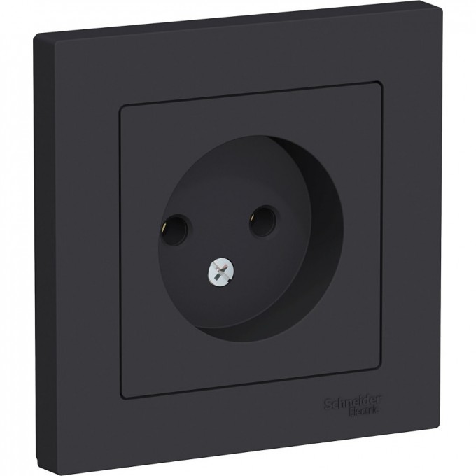 Розетка SCHNEIDER ELECTRIC ATLASDESIGN без заземления, в сборе, карбон ATN001040
