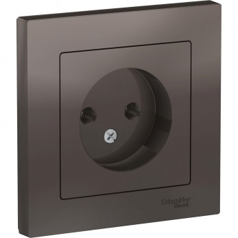 Розетка SCHNEIDER ELECTRIC ATLASDESIGN без заземления, в сборе, мокко
