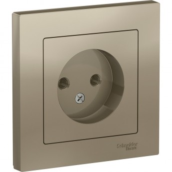 Розетка SCHNEIDER ELECTRIC ATLASDESIGN без заземления, в сборе, шампань