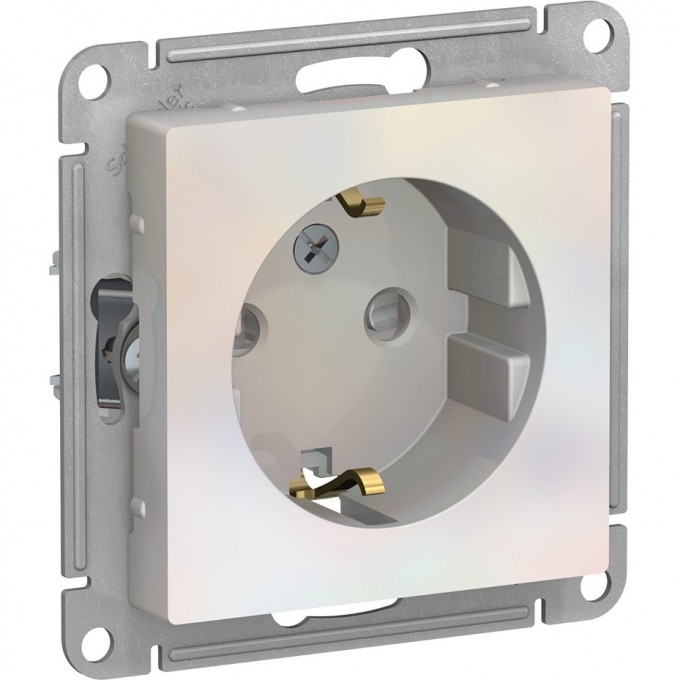 Розетка SCHNEIDER ELECTRIC ATLASDESIGN с заземлением, со шторками, механизм, жемчуг ATN000445