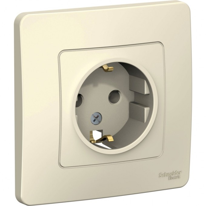 Розетка SCHNEIDER ELECTRIC BLANCA с/у, с заземлением, без шторок, 16А, 250В, молочный BLNRS001012